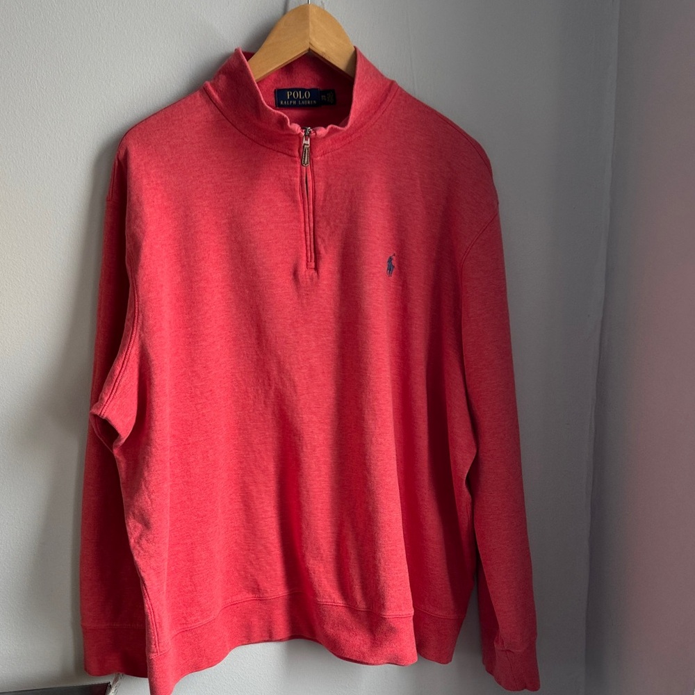 Polo by Ralph Lauren Coral-Red Quarter Zip Pullover